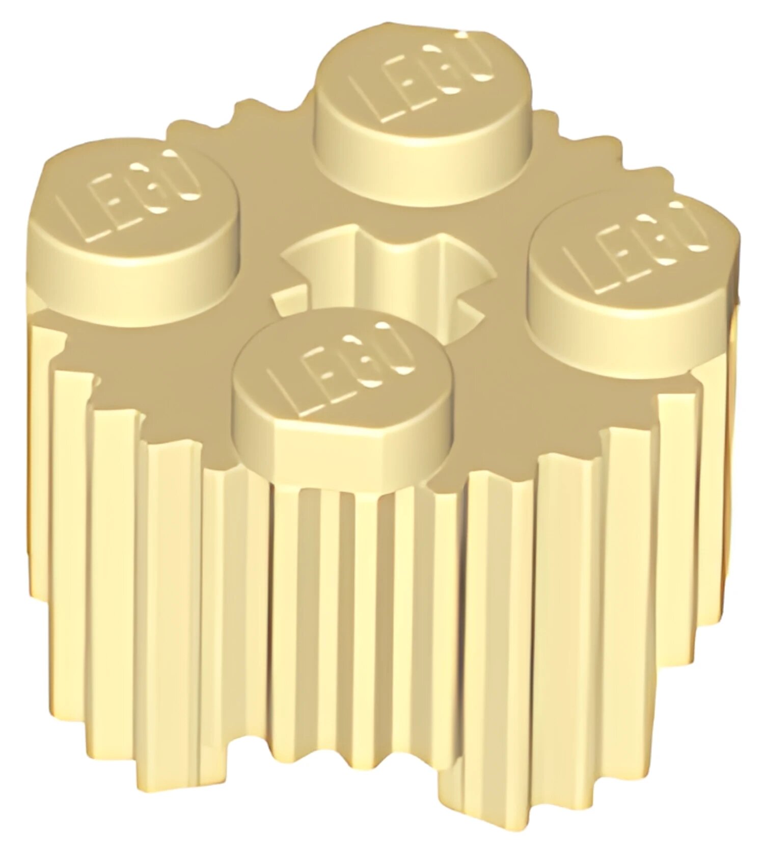 Деталь LEGO Brick, Round 2 x 2 with Axle Hole and Grille / Fluted Profile 92947 Tan U