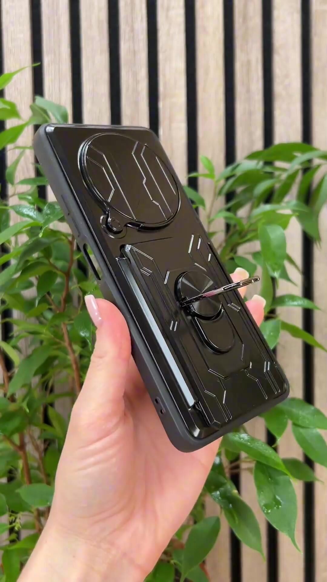Чехол противоударный с картхолдером на Xiaomi Redmi 14C и Poco C75 / Редми 14С и Поко С75 (Черный) — фото 1
