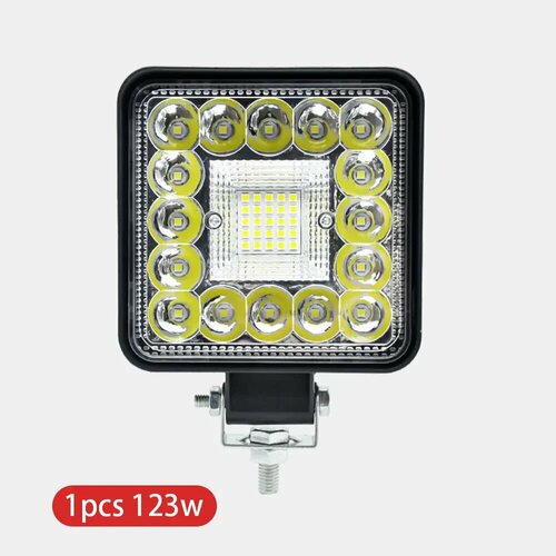 Светодиодный прожектор 123 Вт 12 В 24 В автомобильный рабочий свет для Jeep грузовика лодки трактора квадроцикла внедорожника 4X4 Barra мини-светодиодная фара 1Pcs Square 123W 877₽