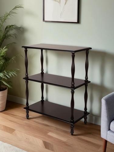 Изображение товара Этажерка стеллаж деревянная K-home Женева (3 полки), высота 87 см, цвет венге