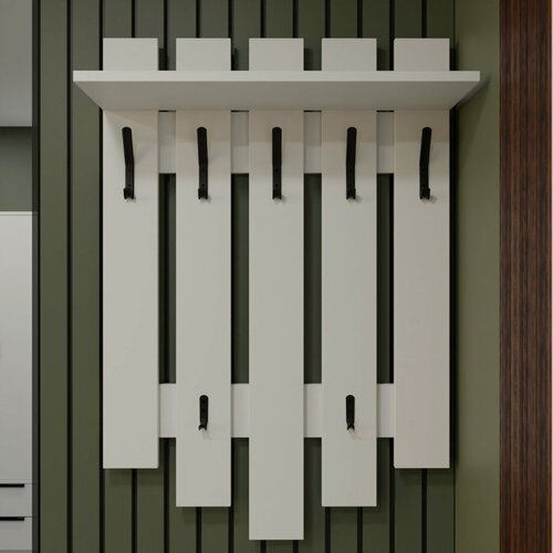 Изображение товара Вешалка настенная в прихожую для одежды, 7 крючков, цвет белый, ЛДСП