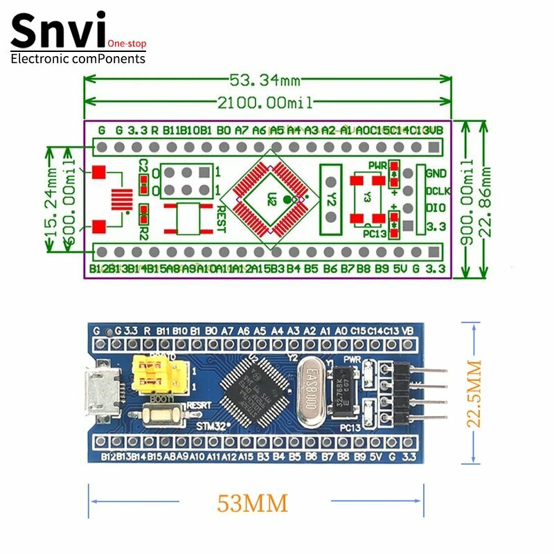 SNVI STM32F103C8T6/STM32F103C6T6 плата разработки, ST LINK V2 — фото 1