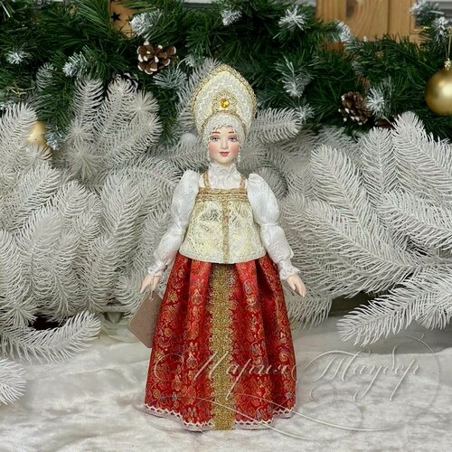 Изображение товара АртМороз Кукла в русской одежде 30 см, фигурка интерьерная, авторская игрушка ручной работы