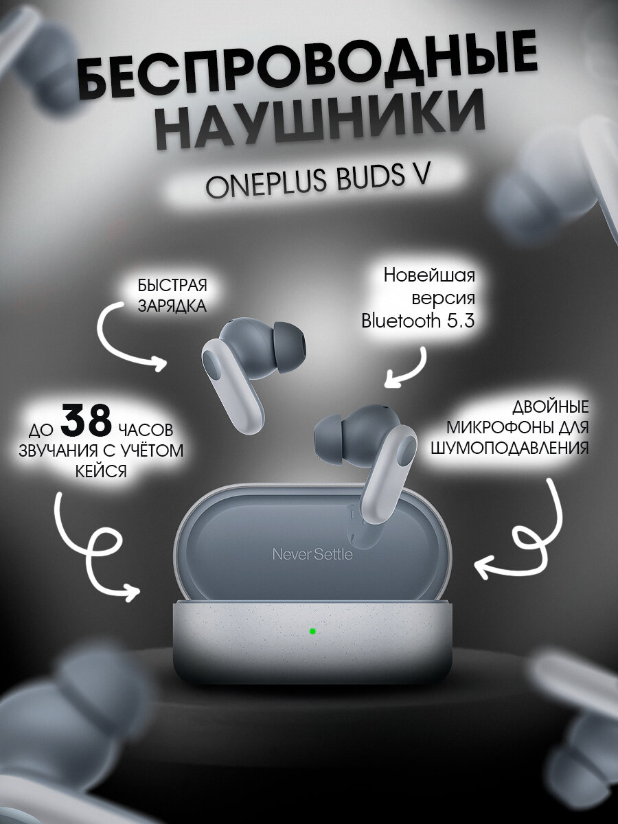 Наушники беспроводные OnePlus Buds V Белые, с шумоподавлением