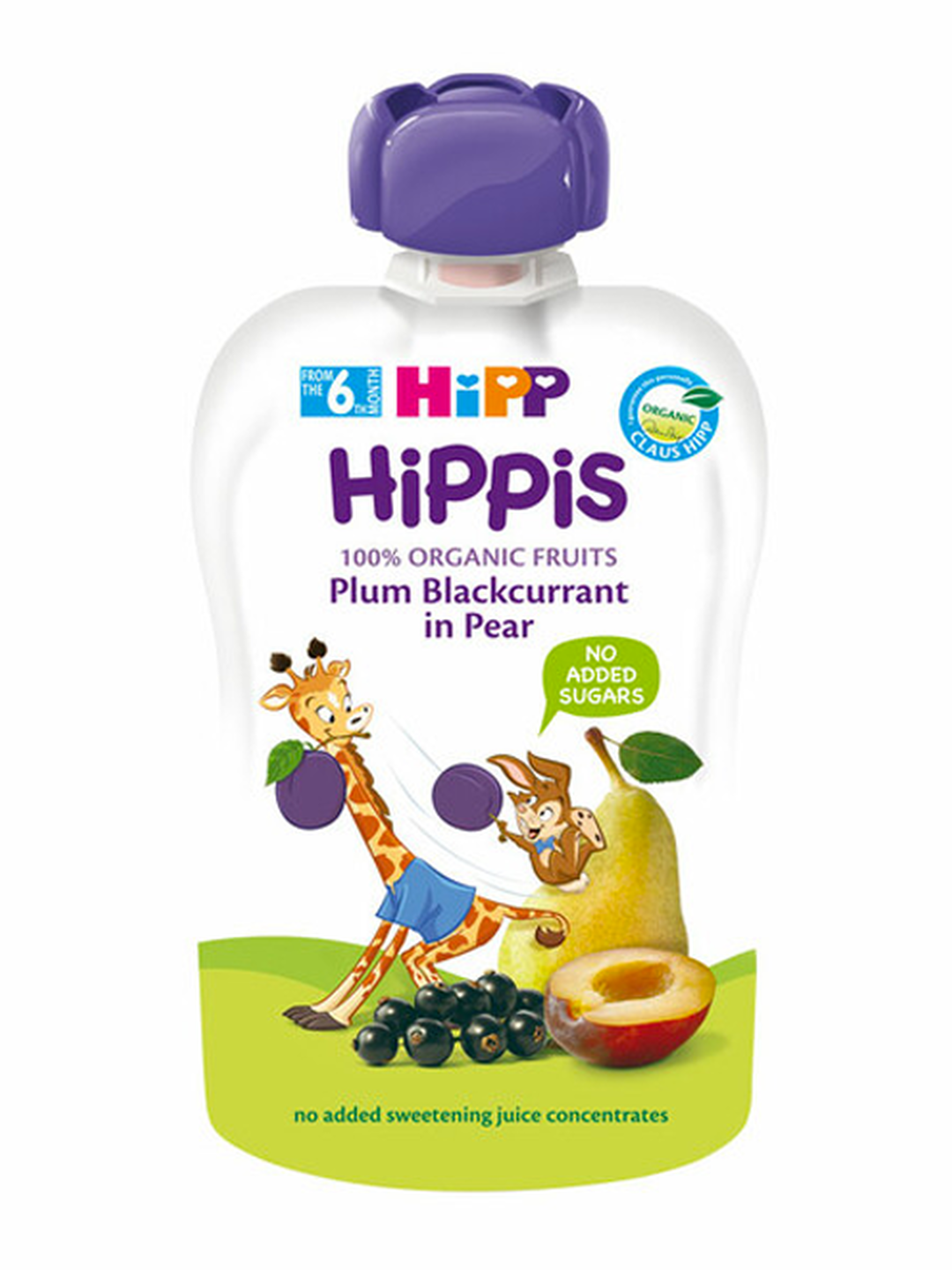 HIPP Plum Blackcurrant in Pear детское пюре слива, смородина, груша, 100 гр, с 6 месяцев