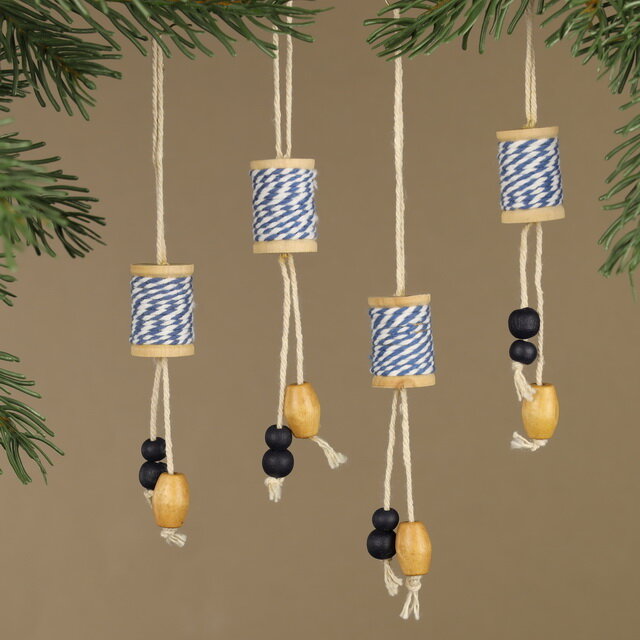 Деревянная елочная игрушка Катушка Ниток 19 см 4 шт Koopman DH9842910