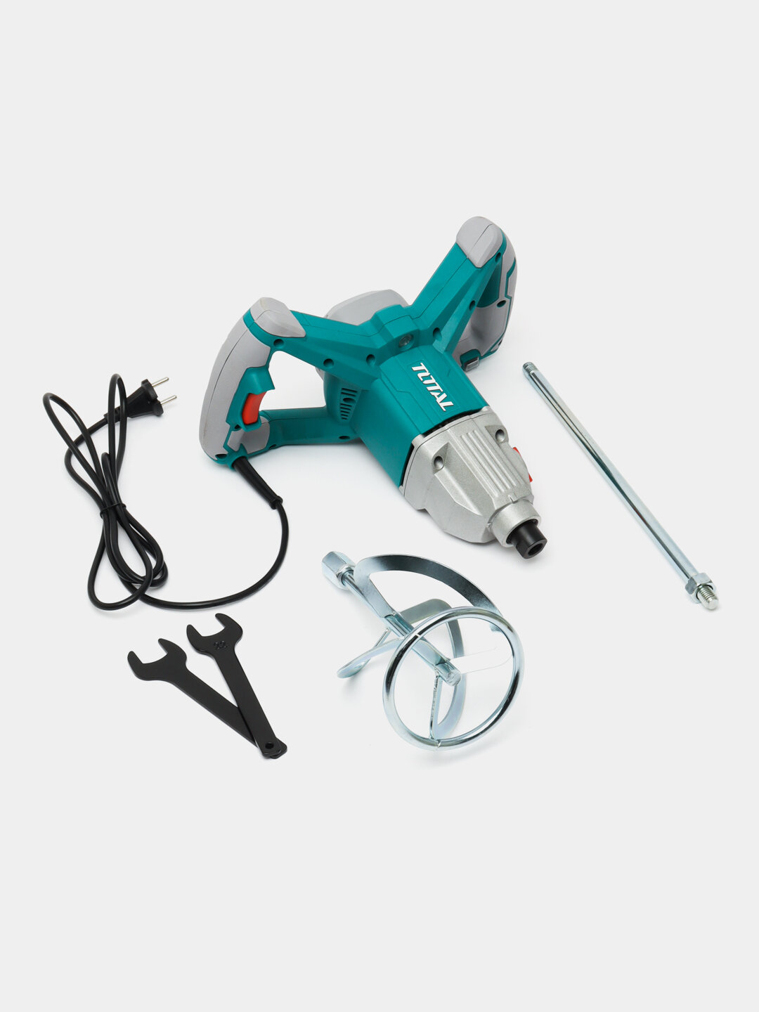 Строительный миксер TOTAL, TD614006, 1400Вт, 750об/мин, 2 скорости, бирюзовый — фото 1