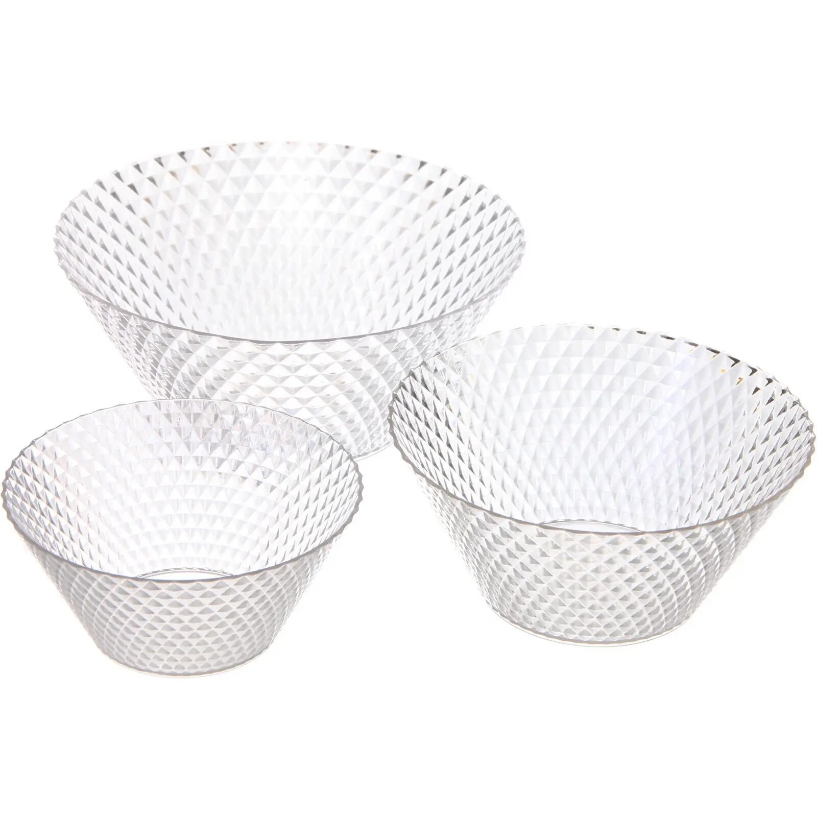 Салатник пластиковый «Grace», 3шт, прозрачный, 11/13/16,5см, удобство и стиль