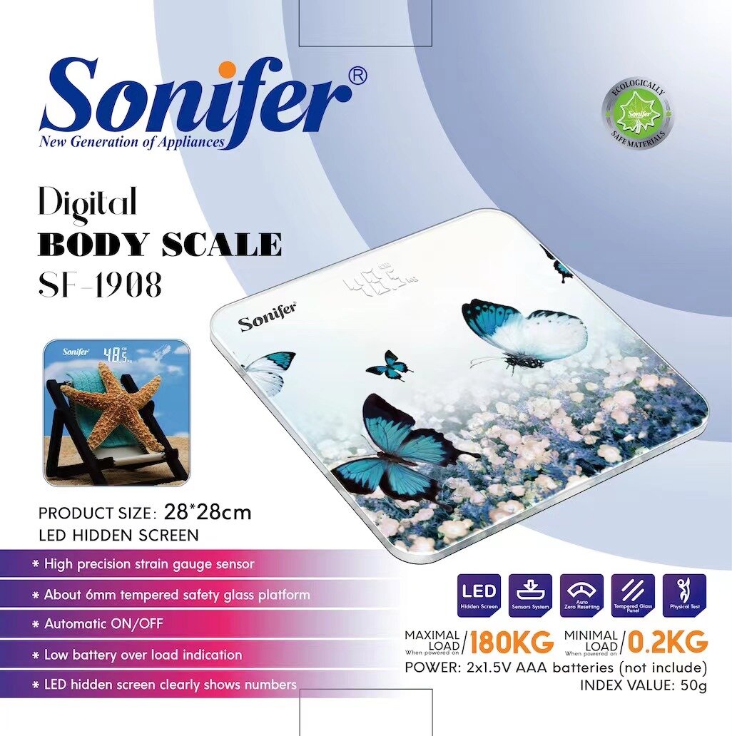 Напольные весы Sonifer SF-1908, электронные, максимальная нагрузка 180 кг