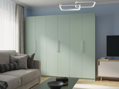 Изображение товара Шкаф распашной Калифорния-6 Пастельный Зеленый для одежды шестидверный 260*230*40