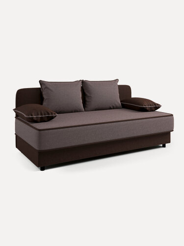 Изображение товара Диван кушетка Прима 194х81х82 см, подъемный механизм, ящик для белья, рогожка шоколад и латте