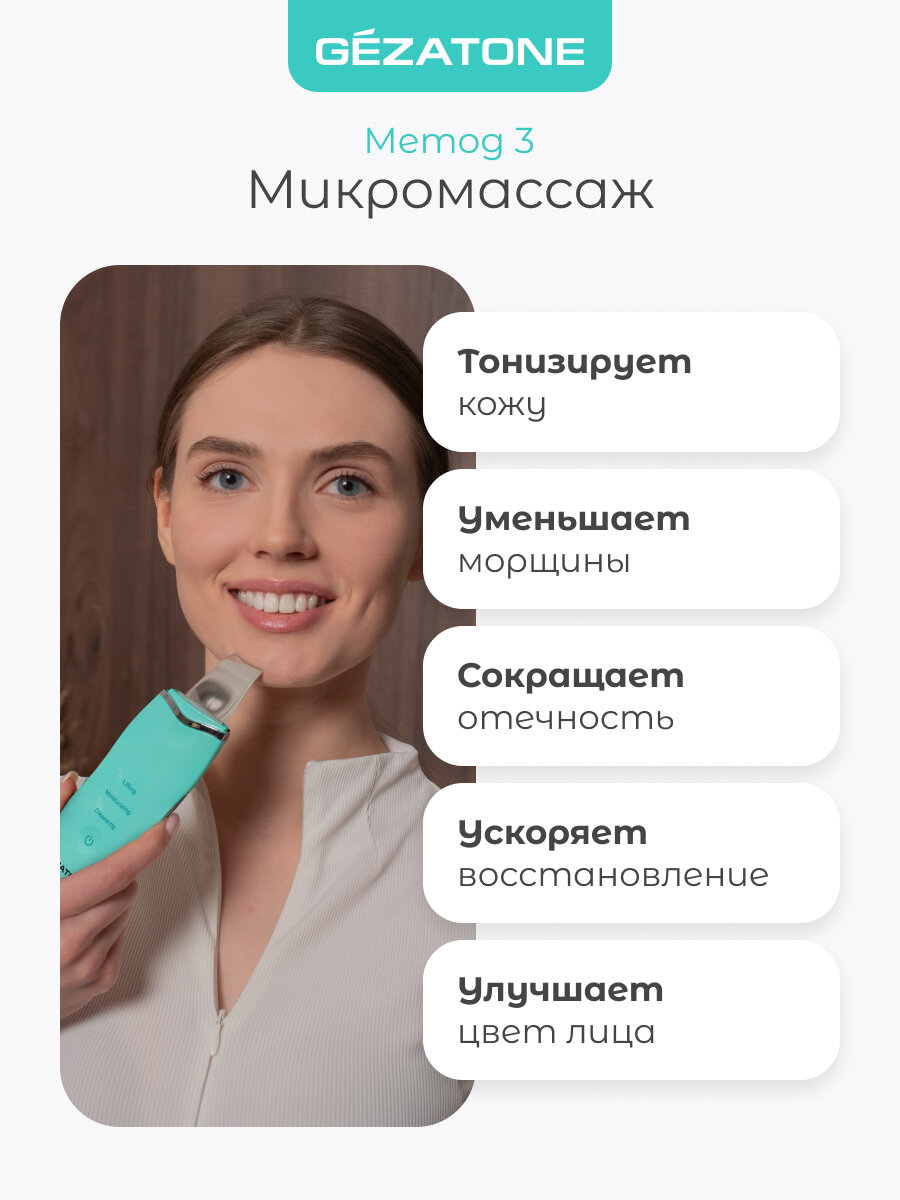 Упаковка Gezatone Bio Sonic 770S: комплектация прибора и аксессуаров