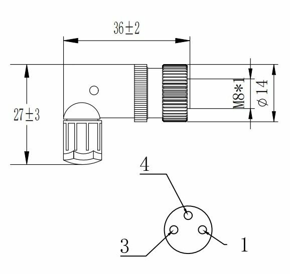 Разъем М8 (m8) 3 pin угловой мама QE8-N3G аналог Lanbao 1 шт. — фото 1