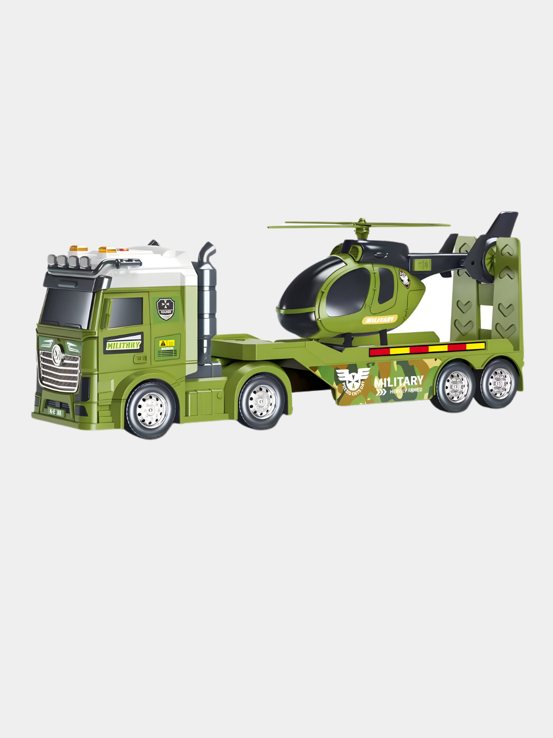 Набор машины, вертолет, грузовик, полицейская машина, пожарная, военная, строительная — фото 1