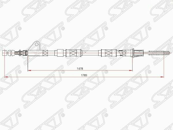 Трос ручного тормоза SAT ST-52-0072 TOYOTA AVENSIS RH 97-00 барабанные тормоза