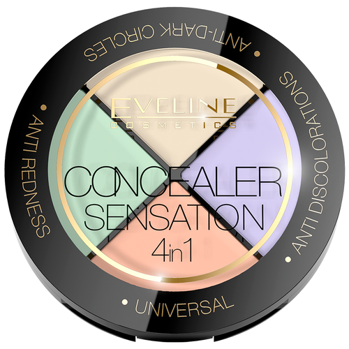 Корректор EVELINE CONCEALER SENSATION, 4 в 1, профессиональный набор для макияжа лица, 4,4г