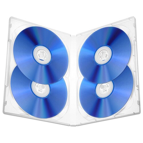 фото Коробка dvd box для 4 дисков, 14мм полупрозрачная без вставки, упаковка 5 штук. ricon