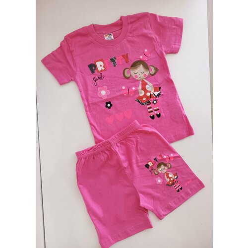 Комплект одежды NURIYA, футболка и шорты, нарядный стиль, размер 3 года, розовый