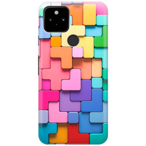 фото Ультратонкий силиконовый чехол-накладка для google pixel 5 с принтом "паттерн из блоков" gosso