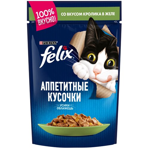 Felix Паучи Кусочки в желе для кошек с кроликом 12172597123189151244965712493525 0,085 кг 22480 (2 шт)