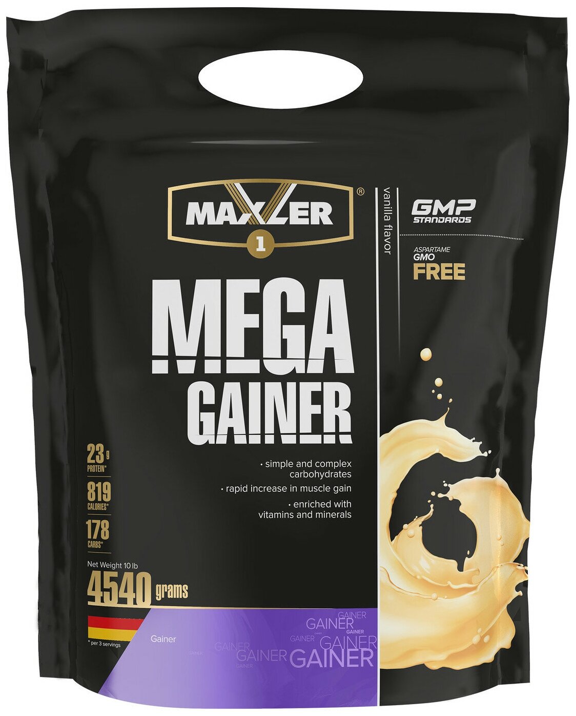 Гейнер MAXLER Mega Gainer 4540 г, Ваниль