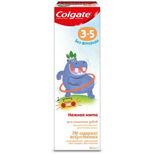 Зубная паста Colgate Нежная мята, детская, от 3-5 лет, без фторида, 60 мл Colgate 5059829 .