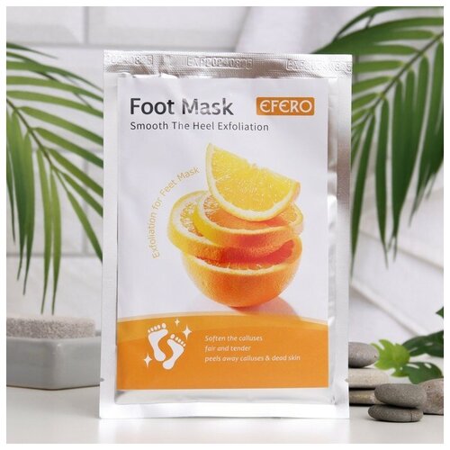 EFERO Отшелушивающая маска-носки для ног на основе апельсина, размер универсальный, 1 пара