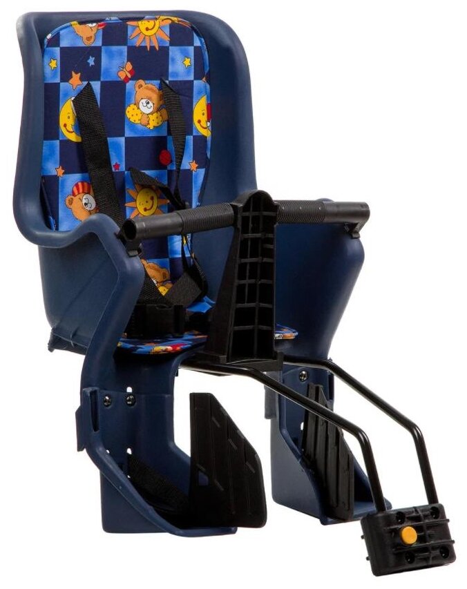 Велокресло детское GH-029LG заднее с разноцветным текстилем Х95377(8) Синее Х95377