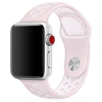 Ремешок силиконовый перфорированный для Apple Watch 42/44/45 розовый/белый