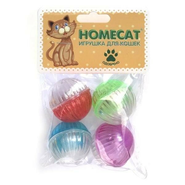 HOMECAT Игрушка для кошек Калейдоскоп с колокольчиком, мячи пластиковые, 4 штуки - фотография № 3
