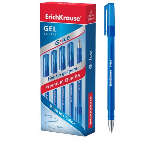 Ручка гелевая Erich Krause G-Ice (0.4мм, синий, игольчатый наконечник) (39003)