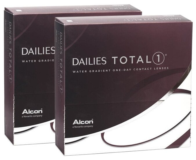 Alcon Dailies Total 1 -2.75 / 14.1 / 8.5, 180 штук (2 пачки по 90 линз), контактные однодневные. Алкон Дэйлис Тотал 1. Срок замены линзы - 1 день.