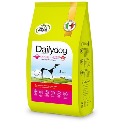 Dailydog Adult Large Breed сухой корм для взрослых собак крупных пород с ягненком и говядиной - 3 кг