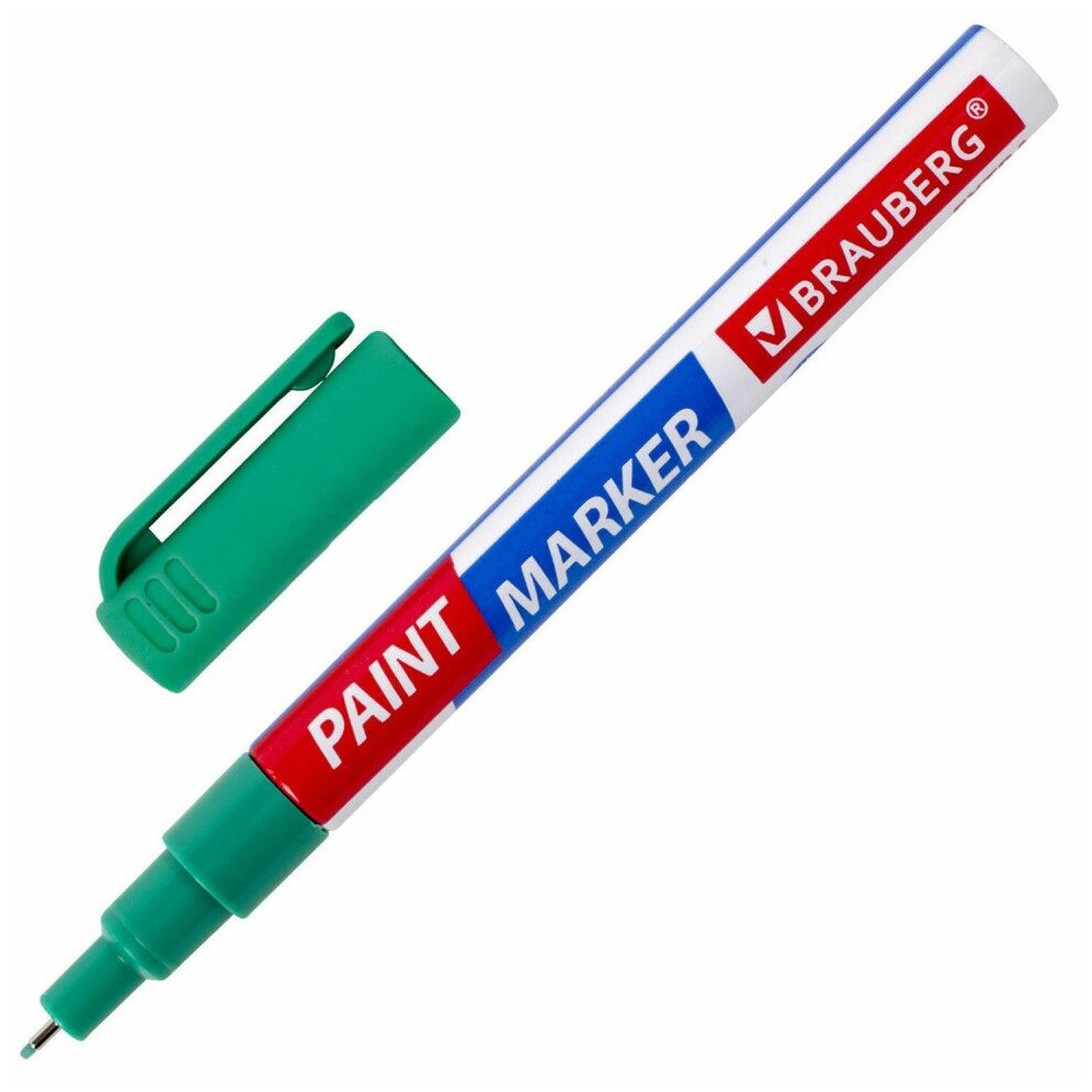 Маркер-краска лаковый EXTRA (paint marker) 1 мм, зеленый, усиленная нитро-основа, BRAUBERG, 151966, 1 шт