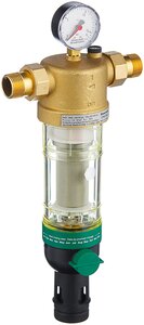 <b>Фильтр</b> механической очистки Resideo Braukmann F 76S 1" AA муфтовый (НР/НР), латунь, с манометром Фил