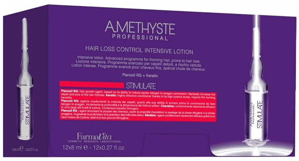 FarmaVita, Лосьон против выпадения волос, Stimulate Amethyste, 12*8 мл