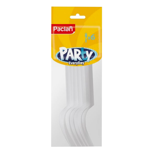 Paclan Вилка пластиковая, белая 6шт., Party Every Day - фотография № 3