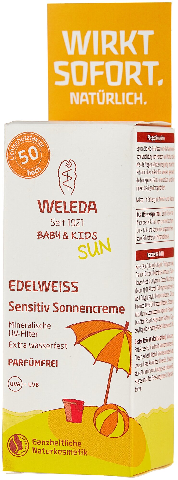 Крем Weleda солнцезащитный для младенцев и детей SPF 50, 50 мл - фото №2