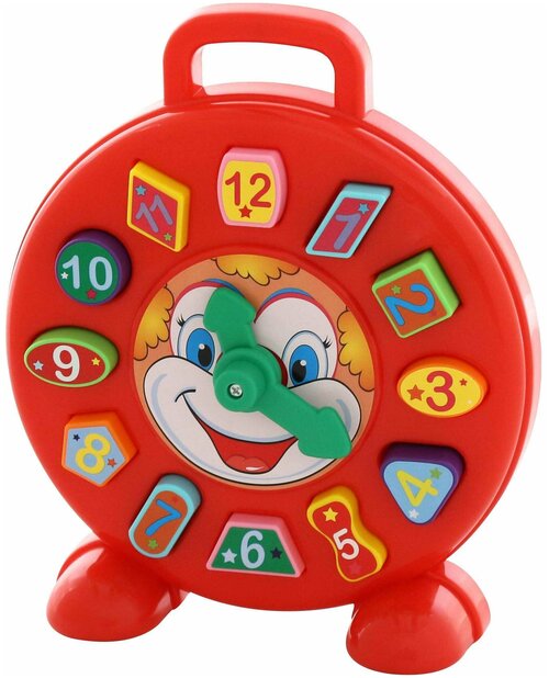 Развивающая игрушка Полесье Часы Клоун 62741, красный