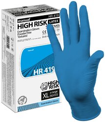 Перчатки смотровые Heliomed Manual High Risk HR419, 25 пар, размер: XL, цвет: синий