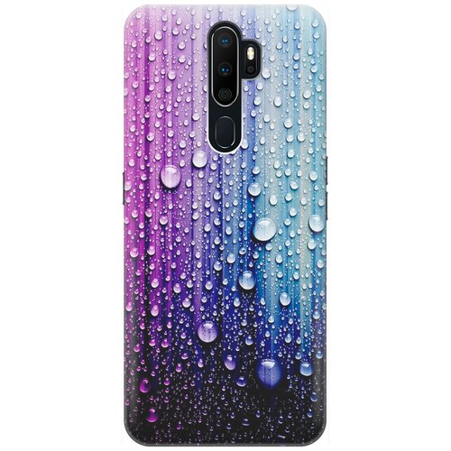 фото Ультратонкий силиконовый чехол-накладка для oppo a5 2020 / a9 2020 с принтом "капли на голубом" gosso