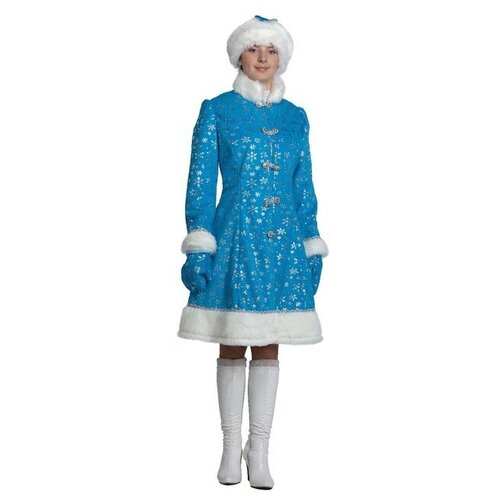 фото Карнавальный костюм «снегурочка», плюш, шуба, шапка, варежки, размер 44-48 mikimarket
