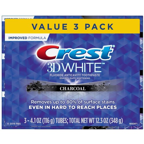 фото Crest 3d white charcoal whitening – набор из 3 зубных паст