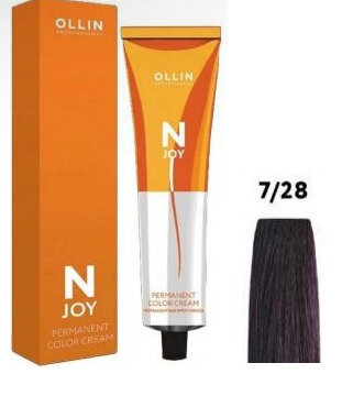 OLLIN Professional Стойкая крем-краска для волос N-Joy Color Cream, 7/28 русый фиолетово-синий, 100 мл - фотография № 8