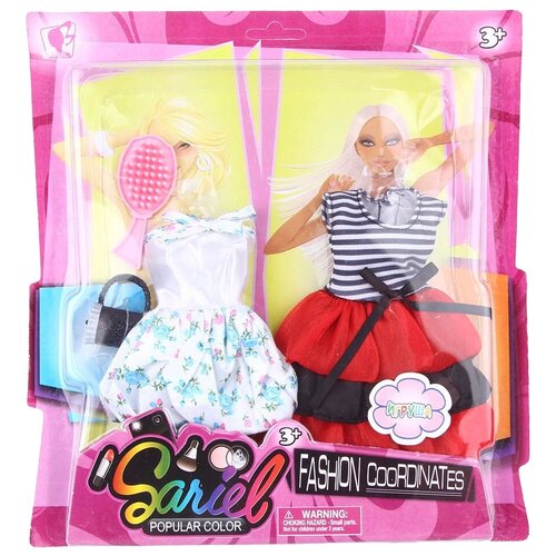 Junfa toys Комплект одежды и аксессуаров для кукол 29 см 3311-B белый/черный/красный/розовый