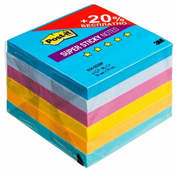  ( ) 3M Post-it Super Sticky "", 76x76, 5  , 540  (654-6SSBP)