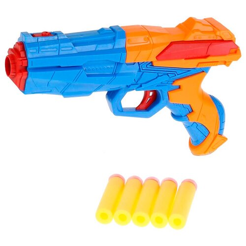 Бластер Играем вместе (B1526069-R), 30 см, синий/оранжевый игрушечное оружие играем вместе бластер с мягкими пулями на присосках b1526069 r