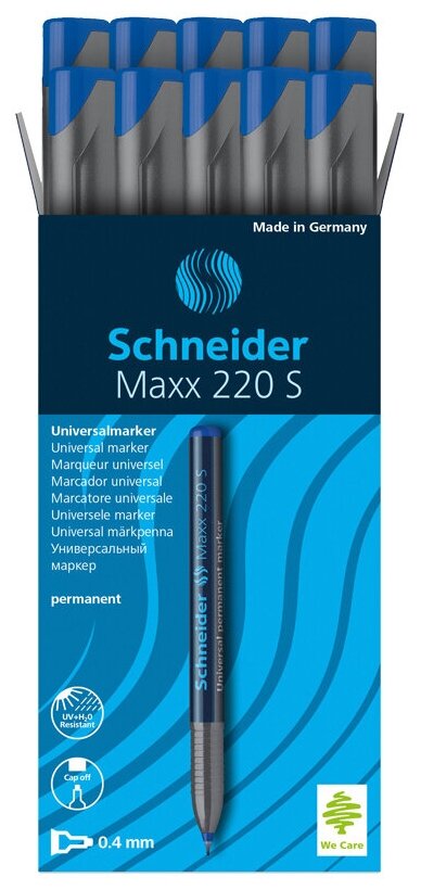 Schneider Набор синих перманентных маркеров Maxx 220 S (112403), 10 шт., синий, 10 шт.