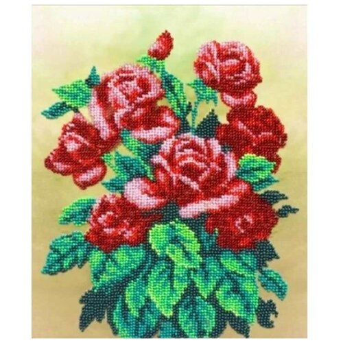 набор для вышивания бисером паутинка букет алых роз Набор для вышивания бисером Паутинка Букет алых роз, 19,5x25см