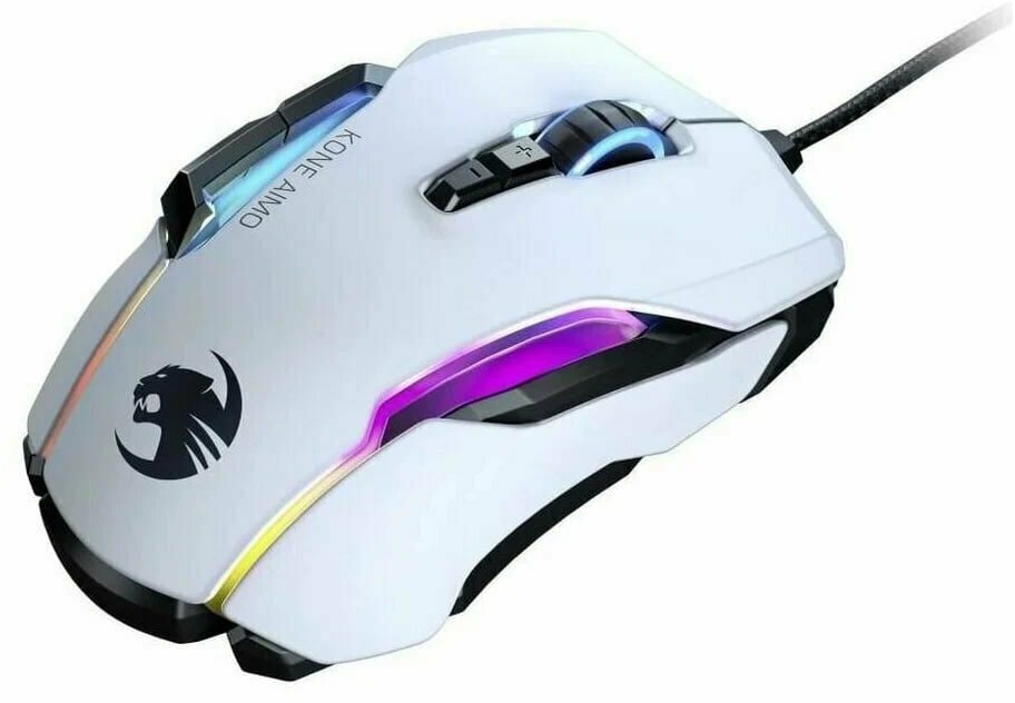 Мышь игровая с подсветкой проводная ROCCAT Kone AIMO Remastered белая